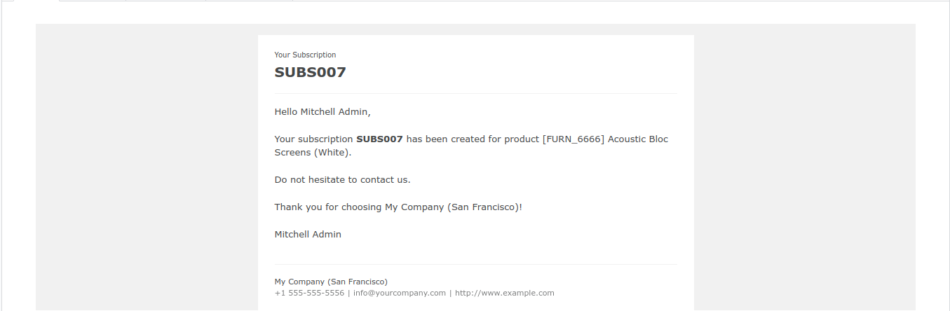 Subscription Mail