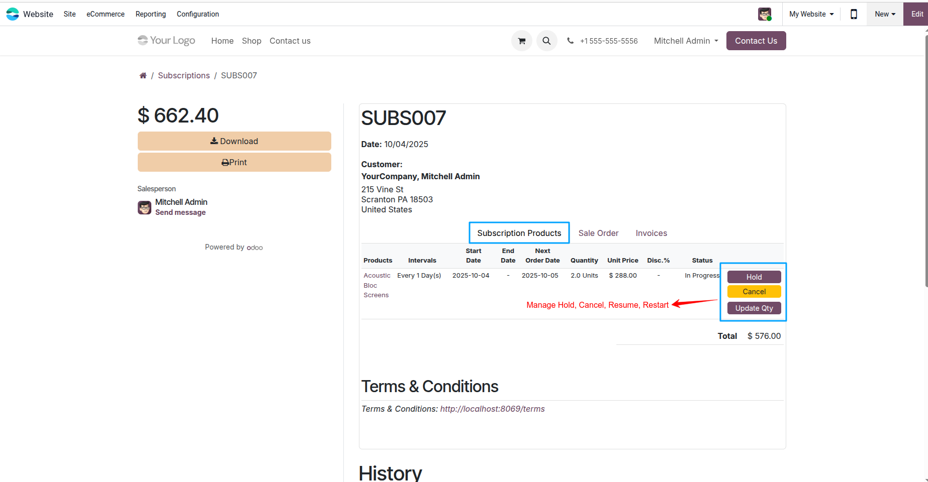 Manage Subscription Actions
