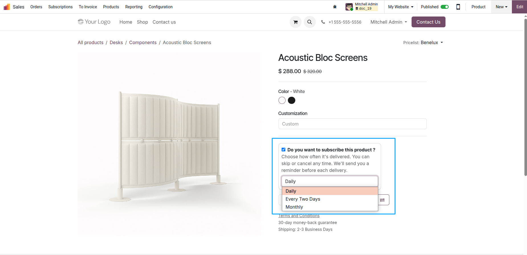 Website Shop Subscription