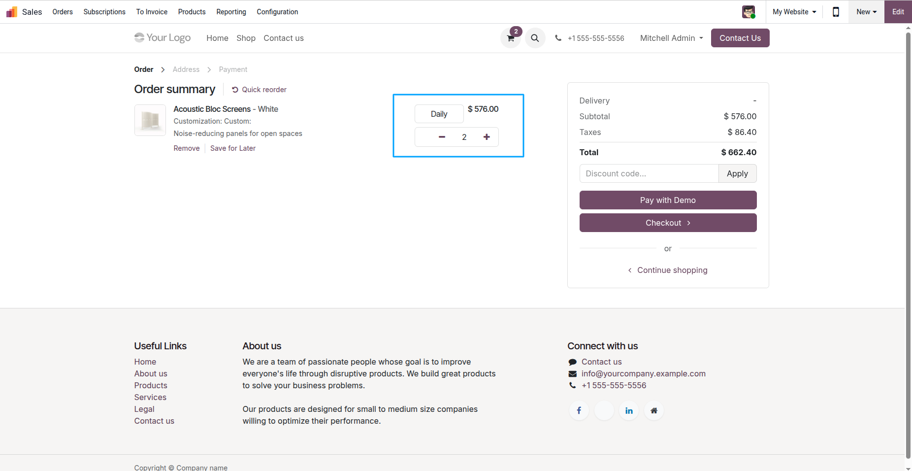 Website Shop Subscription