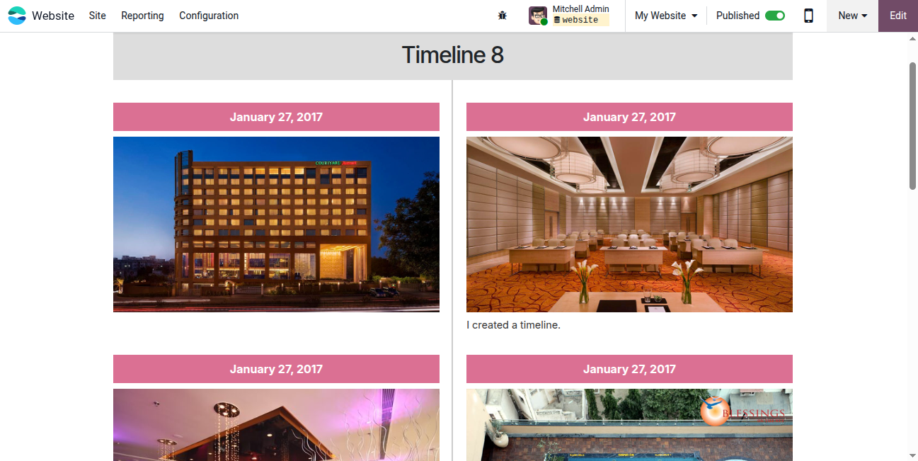 Website Timeline Snippest
