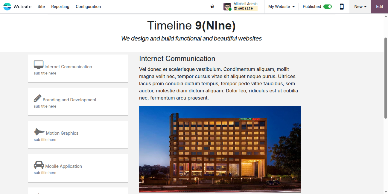 Website Timeline Snippest