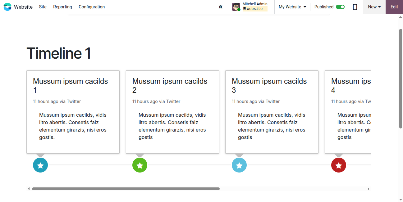 Website Timeline Snippest