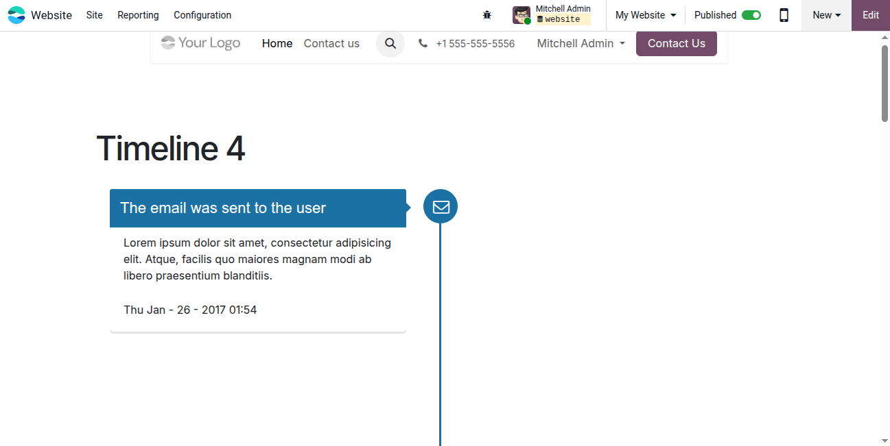 Website Timeline Snippest