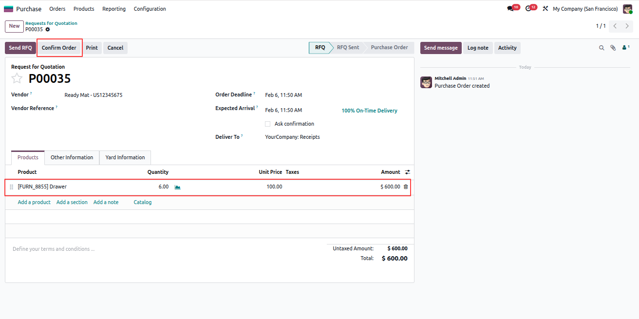Create Purchase Request for Quotation