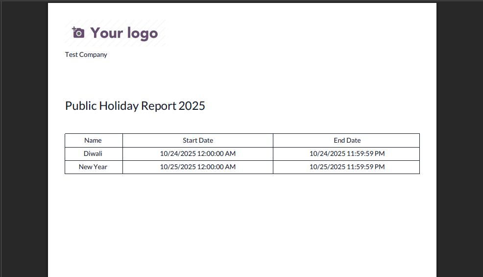 holiday screenshot
