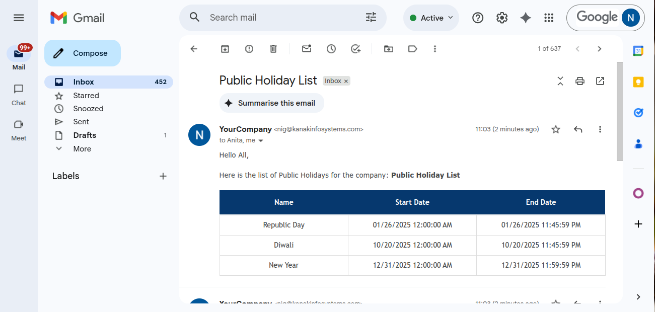 holiday screenshot