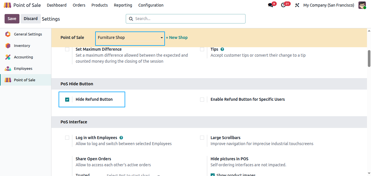 PoS hide Refund Button