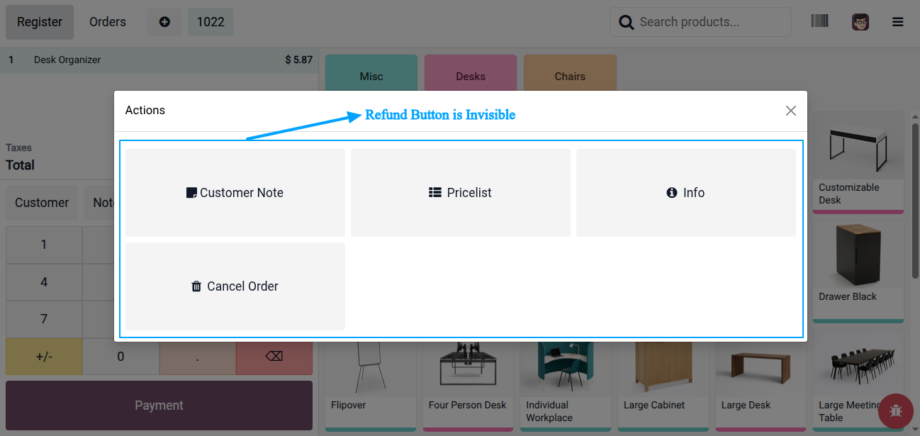 PoS hide Refund Button