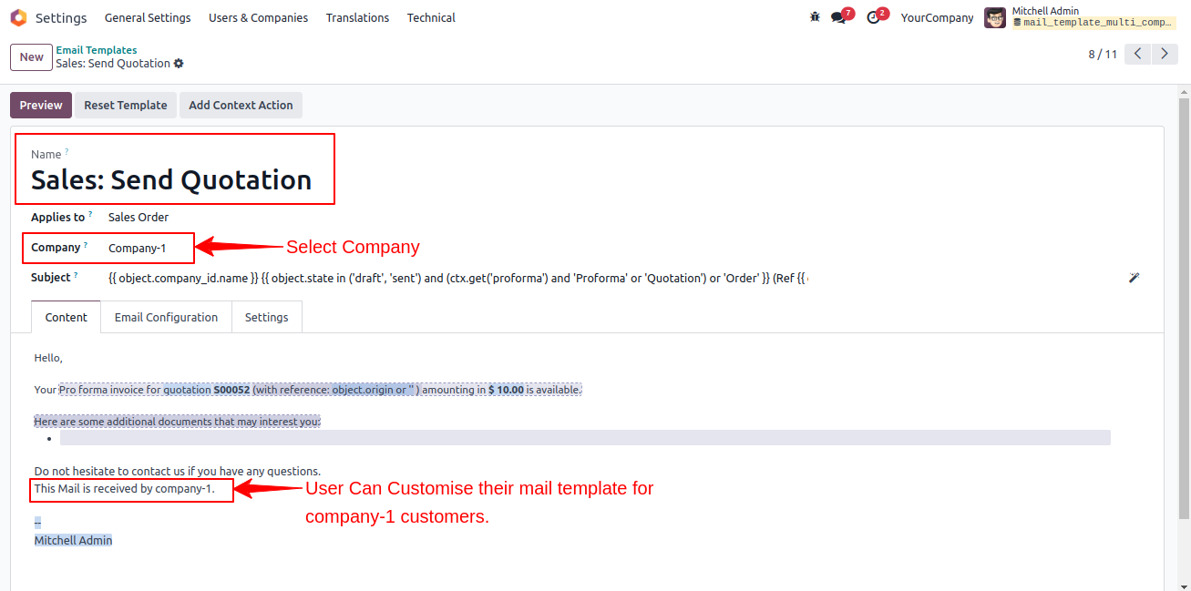 Mail Template for Company 1