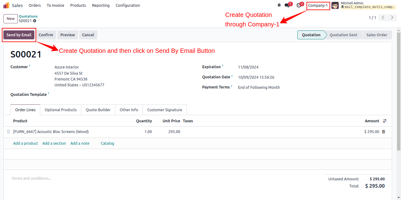 Quotation Email Company 1