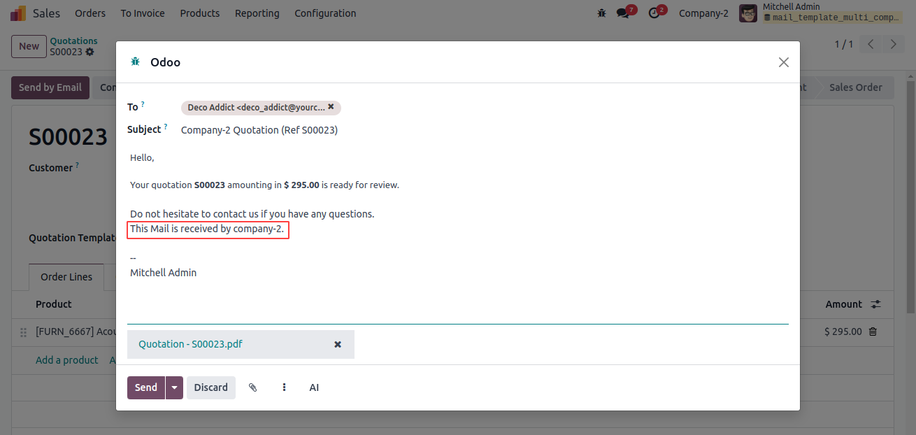 Mail Template Company 2 Example