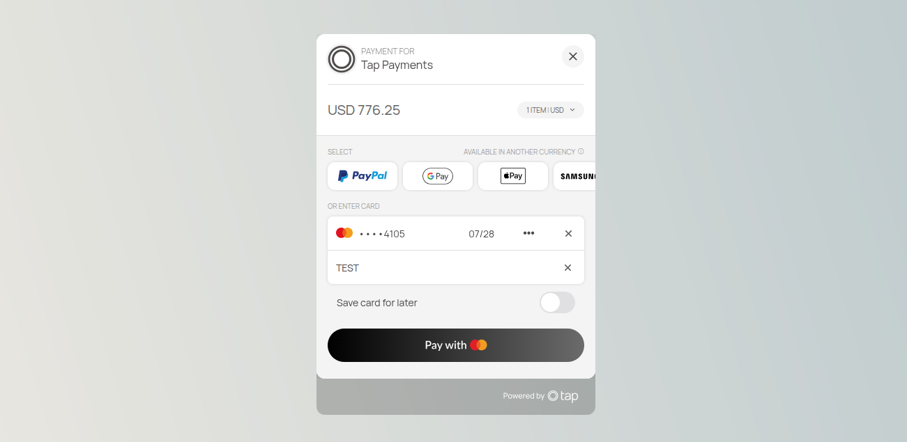Tap Payment Gateway