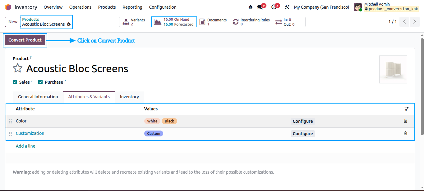 Convert Product Button