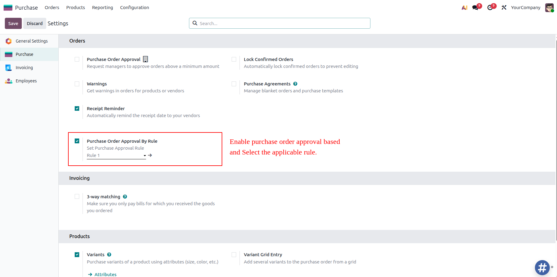 Purchase Settings