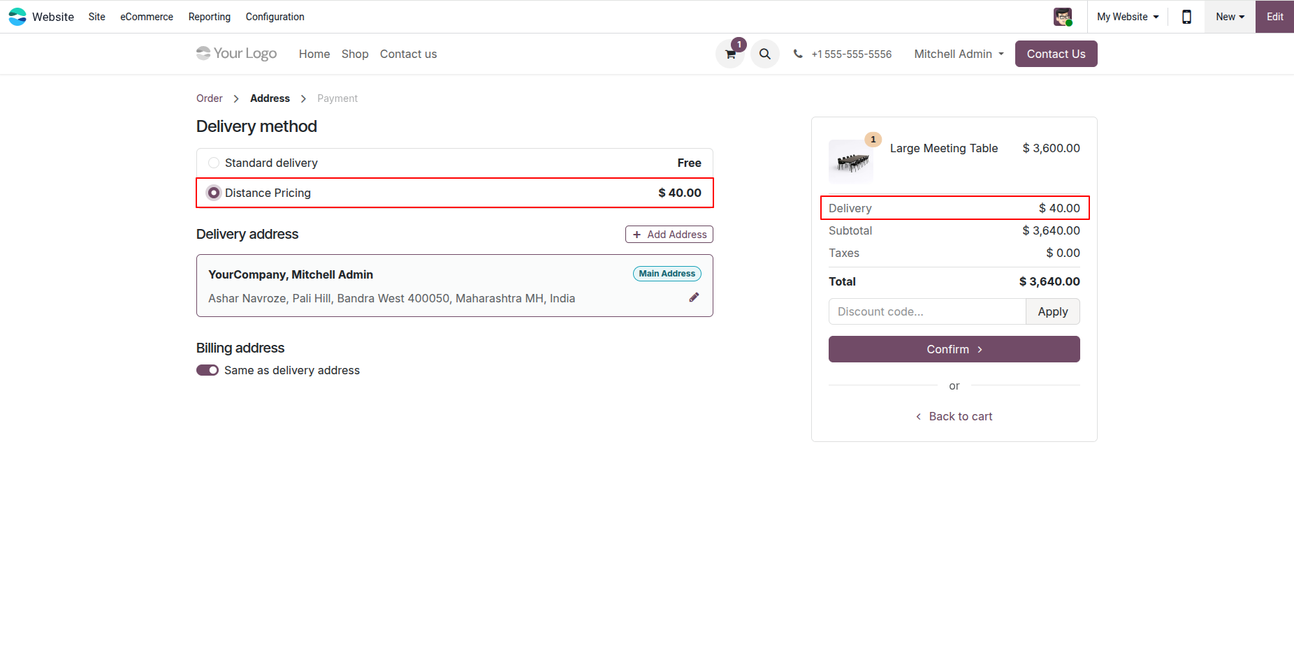 Delivery Method Shipping Cost
