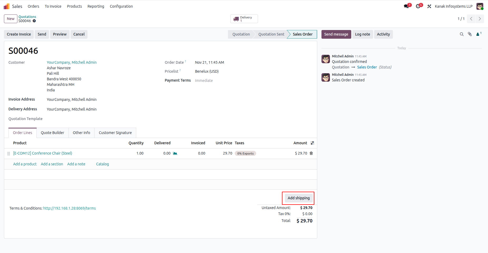 Add Shipping Button